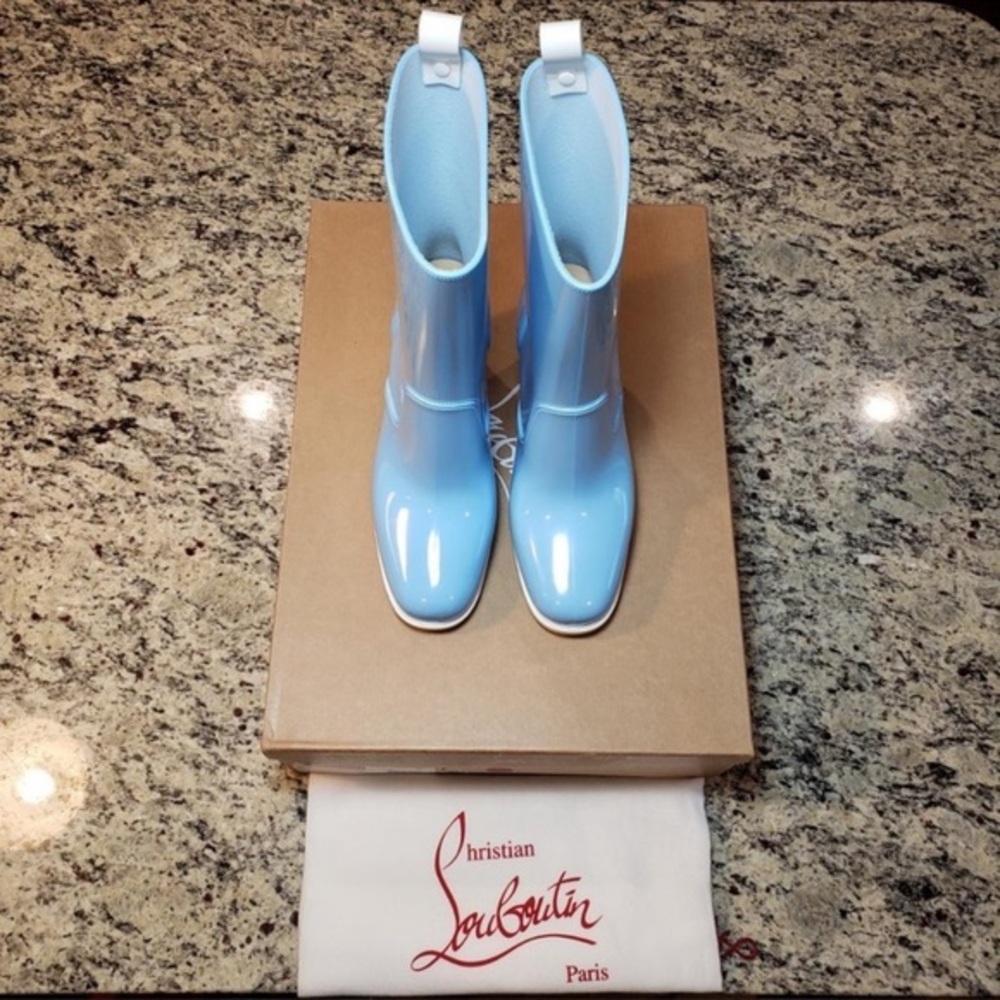 NWT Christian Louboutin Loubirain Sky Blue Rain Boots | Size 40 | - Picture 5 of 9